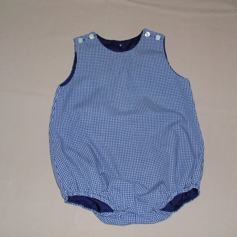 Boys Sir John By Rosalina Check Jon Jon Romper Jumpsuit Navy Sz 9M Sleeveless